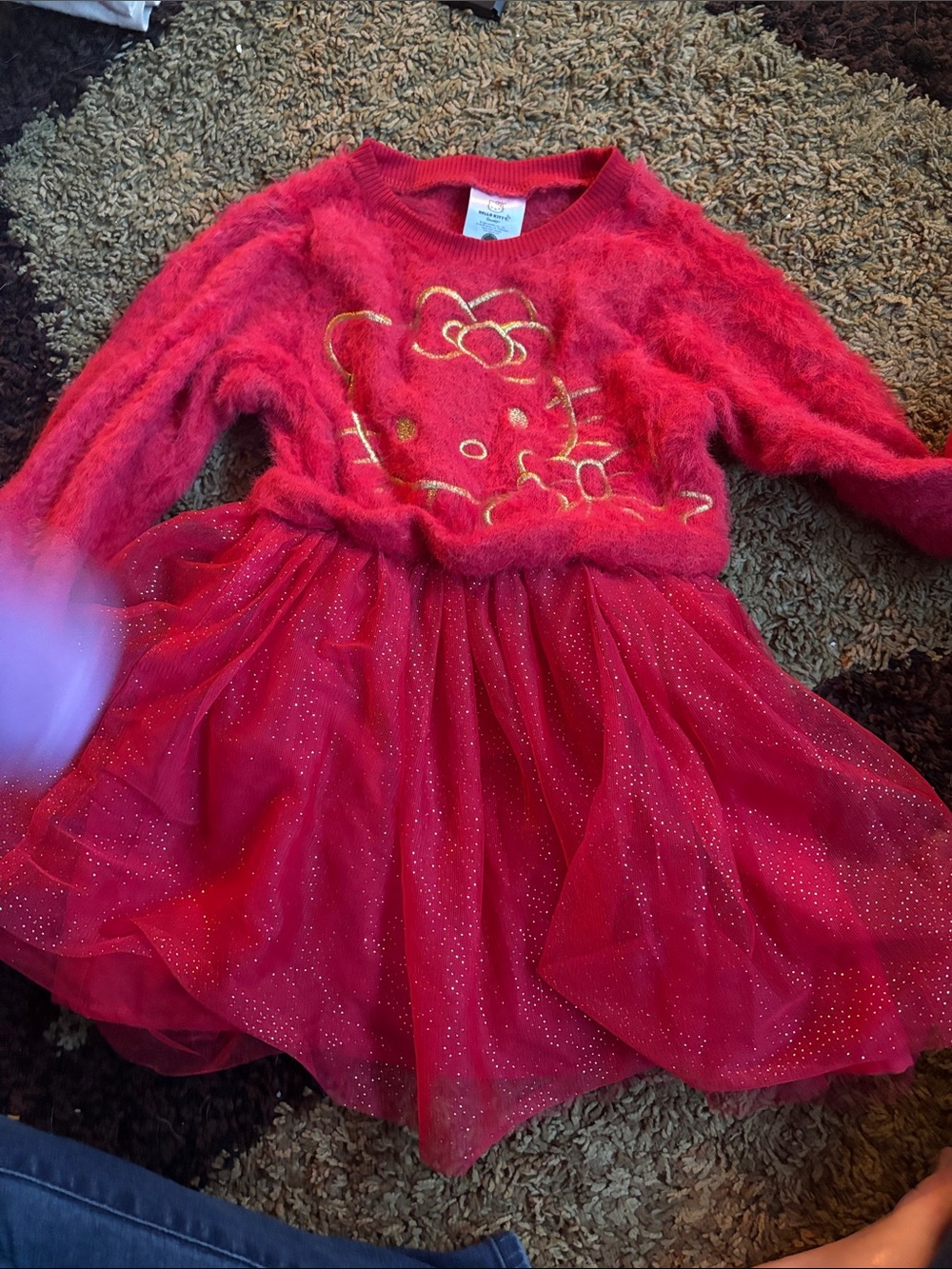 Hello Kitty Pink-Red Fuzzy Tulle Dress Costume
